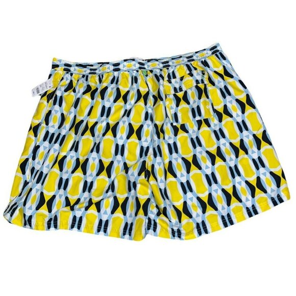 Geometric TAILORBYRD Big Tall Board Shorts Yellow Beach Cruise NWT Swim 48 52 - Picture 2 of 3